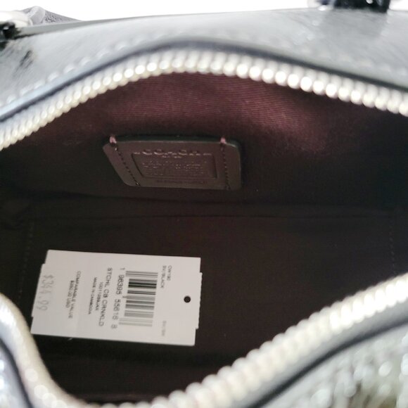 Coach CW190 Satchel Crossbody Crinkled Patent Leather Black Small Handbag - Picture 7 of 7